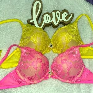 BODY BY VICTORIAS SECRET LACE PUSH UP BRAS X2💕
